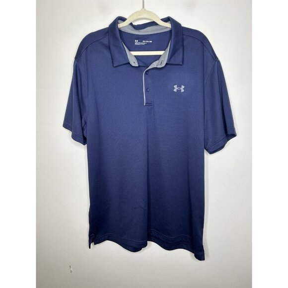 Under Armor Polo Shirt Men's Loose Short Sleeve Athletic Casual Blue Size 2XL - Picture 1 of 11